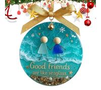 Les Décorations D'amitié pour Les Amies,Décoration en Acrylique 2D pour Sapin De Noël,Pendentif Souvenir D'ami - pour Collègues Femmes, Sac De Fêtes, Rétroviseur Auto, Mur, Fenêtre,