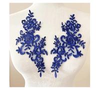 Les décorations de dentelle, Patchs brodés à coudre en dentelle avec fleurs, 25 x 12 cm, multicolores(Blu)
