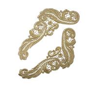 Les décorations de dentelle, Patchs en dentelle brodée et appliques en guipure dorée for couture de robe, bricolage, mariage(Ja23)