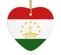 Les décorations de Noël en céramique en forme de cœur avec drapeau du Tadjikistan sont un choix idéal pour les décorations de vacances.