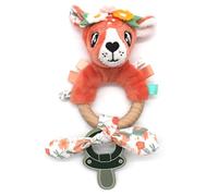 LES DEGLINGOS Anneau de Dentition Melimelos la biche, Silicone et Bois, Eveil bébé, Jaune Terracotta, 24 cm