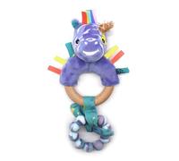 LES DEGLINGOS - ANNEAU DE DENTITION SILICONE & BOIS KIPROKOS LE ZEBRE - VIOLET - Jouet d'éveil - Dès la naissance - 24cm