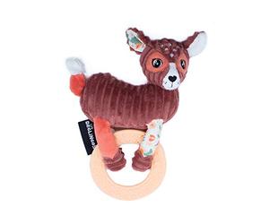 Les Déglingos Anneau Dentition Bébé, Mélimélos la Biche, Peluche Doudou Biche Bébé, Jouet d'Éveil à Mâchouiller, Rembourrage Recyclé