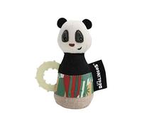 Les Déglingos - Anneau Dentition Hochet Maracas Rototos le Panda - Doudou Bébé Puériculture - Jouet d'Éveil - 13 cm - Rembourrage Recyclé