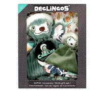 LES DEGLINGOS - COFFRET CADEAU BABY & ANNEAU DE DENTITION CHILLOS LE PARESSE - VERT - Tissu ultra doux - Idée cadeau - Dès la naissance