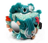 Les DEGLINGOS - Cube d'activités en Tissu Berlingos Le Koala - Jouet d'éveil sonore et Tactile pour bébé - Jouet de développement - Cadeau de Naissance - 12cm - Bleu Moutarde