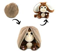 Les DÉGLINGOS - FLIPETZ - Doudou Coconet Le Singe/Noix de Coco- Singe Cache-Cache réversible - Peluche Toute Douce pour bébé - Idées Cadeaux de Naissance, Marron