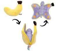 Les DÉGLINGOS - FLIPETZ - Doudou Poppet Le Papillon/Banane- Papillon Cache-Cache réversible - Peluche Toute Douce pour bébé - Idées Cadeaux de Naissance, Jaune et Violet