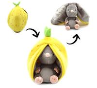 Les DÉGLINGOS - FLIPETZ - Doudou Rocket la Souris/Citron - Souris Cache-Cache réversible - Peluche Toute Douce pour bébé - Idées Cadeaux de Naissance, Jaune et Gris