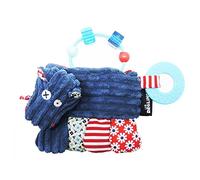 LES DEGLINGOS - Hochet d'Activités Hippipos l'hippopotame - Bleu - Jouet d'éveil pour bébé avec anneau de dentition - Idée cadeau - Dès la naissance -17cm