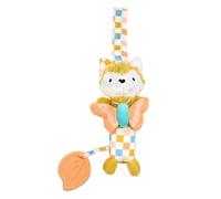 Les Deglingos Peluche Carillon Cyranos le Renard, Jouet d'Éveil Bébé, Motif à Carreaux, 19 cm, Jaune Moutarde