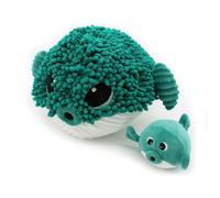 Déglingos PTIPOTOS - Peluche GOBETOU Poisson Globe Maman/Bébé 2 en 1 30 cm Vert
