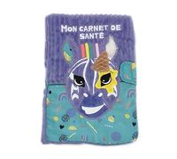 LES DEGLINGOS - Protège carnet de santé Kiprokos le Zèbre - Violet - Fermeture en velcro - Ludique - Cadeau enfant et bébé - Tissu doux -Peluche - 25 x 18 cm