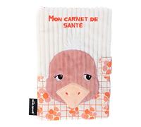 Les Déglingos Protège Carnet de Santé Pomelos l'Autruche Fermeture en Velcro Doudou Bébé Puériculture, Rose, 25 x 18 cm