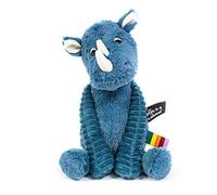 LES DEGLINGOS - PTIPOTOS - GROBISOU le Rhinocéros - Peluche Toute Douce -Idéal Cadeau Naissance - 25cm - Bleu