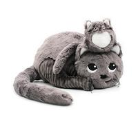 LES DÉGLINGOS - PTIPOTOS - Miaou Le Chat Maman bébé - Peluche Toute Douce - idéal Cadeau Naissance - Gris - 33cm