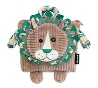Les Déglingos - Sac à Dos velours - Jelekros le lion - Ultra Doux - Peluche - Sac crèche ou nounou - Convient dès 18 mois - Cadeau bébé - Taupe