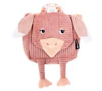 Les Déglingos - Sac à Dos velours Pomelos l'autruche - Ultra Doux - Peluche - Sac crèche ou nounou - Convient dès 18 mois - Cadeau bébé - Rose