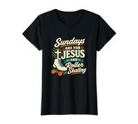 Les dimanches chrétiens Classiques des Patineurs à roulettes sont pour Jésus et T-Shirt Graphique avec Valeur, Femme, Noir, XL