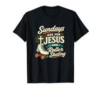 Les dimanches chrétiens Classiques des Patineurs à roulettes sont pour Jésus et T-Shirt Graphique avec Valeur, Homme, Noir, M