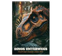 Les dinosaures en route : les géants préhistoriques explorent notre monde, Version française (Calendrier mural 2026 DIN A3 portrait), Calendrier CALVENDO mensuel