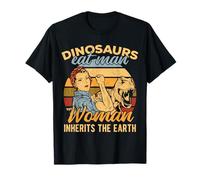 Les dinosaures mangent un homme et une femme héritent de la terre - chasser une soubrette volante T-Shirt
