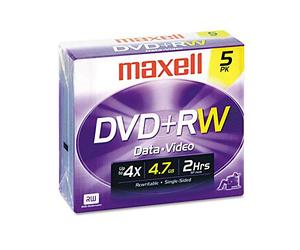 Les Disques DVD + RW, 4,7 Go, 4 x, w/Jewel Cases, Argent, 5/Lot