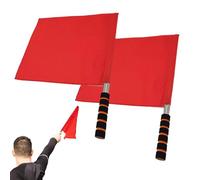 Les drapeaux d'arbitre pour le match de football - 2 drapeaux légers rouges à manivelle manuelle | L'équipement pour les juges | Pour le football, le volley-ball, divers sports, le terrain de jeu, les