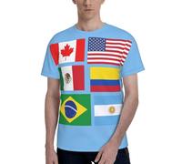 Les drapeaux représentent divers imprimés pour hommes T-shirt à manches courtes décontracté d'été respirant confortable usage quotidien, Noir/blanc, XL