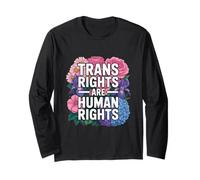 Les droits des trans sont des droits humains Floral Pride Manche Longue
