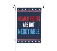 Les droits humains sont négociables - Drapeau Égalité Liberté Justice 30 x 45 cm - Bannière double face sans mât