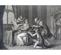 Les ducs de Northumberland et Suffolk prient Lady Jane Grey pour accepter la couronne. D'après une impression datée de 1786 par Francesco Bartolozzi d'après une œuvre de Giovanni Battista Cipriani