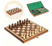 Les Échiquiers du Roi - Jeu d'échecs Royal en Bois de sycomore - échiquier Pliant de Taille Moyenne avec Rangement - Style Staunton Classique et Authentique