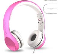 Les écouteurs filaires Connect+ Style pour Enfants en Rose sont Un Casque Supra-auriculaire Pliable adapté aux Enfants avec Un Microphone intégré et Un Ajustement Confortable.