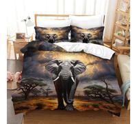 Les éléphants Impression 3D Housse De Couette DécoSourisif Housse Couette Antibactérien Housse De Couettes 3 Pièces Avec Taies D'oreiller Housse De Literie Pour Enfants Super King（260x220cm）