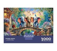 Les éléphants sur Forest Bridge 1000 Pièces Coffret Puzzle Animaux ruraux Puzzle Adultes Carton Recyclé - Défi Éducatif, Jeu À La Maison, Super Idée Cadeau pour Tous Les Fans 70x50cm/1000pcs