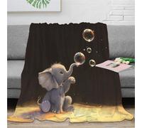 Les éléphantss Impression 3D Couverture Literie Canapé Peluche Cadeau en Microfibre Super Douce Et Douillette pour Garçons Et Filles Voyage 60x80inch(150x200cm)