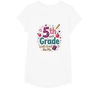 Les élèves de 5e année me Vont Bien au Premier Jour d'école T-Shirt, Fille, Blanc, M