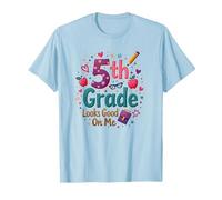 Les élèves de 5e année me Vont Bien au Premier Jour d'école T-Shirt, Homme, Bleu Céleste, XXL