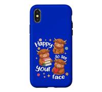 Les élèves de Highland Cow retournent à l'école Heureux de Voir Ton Visage Coque pour iPhone X/XS