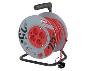 Les eMOS kabeltro lMER 4 Prises - 25 mètres avec fiche schuko-dG - 4ZR dB04 1000111.30 hJR - 4A;