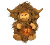 Les enfants dorment la musique et la lumière des enfants : jouet en peluche de vaches des hautes terres pour garçons et filles | Animal rempli au moment du coucher avec une lumière douce et des