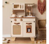 Les enfants jouent ensemble de cuisine - ROBOTIME Jeu de cuisine en bois pour enfants - Mocha Montessori