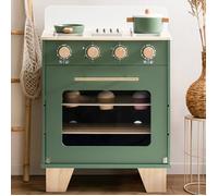 Les enfants jouent ensemble de cuisine - ROBOTIME ROBUD Four cuisine enfant en bois - Vert