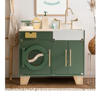 Les enfants jouent ensemble de cuisine - ROBOTIME ROBUD Lave-linge multifonction vintage en bois