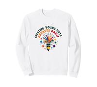 Les Enseignants d'art créent de Jeunes Artistes Amusants Quotidiens colorés Sweatshirt, Unisexe pour Adultes, Blanc, S