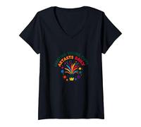 Les Enseignants d'art créent de Jeunes Artistes Amusants Quotidiens colorés T-Shirt avec Col en V, Femme, Noir, M