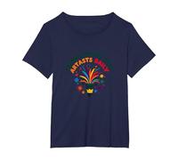 Les Enseignants d'art créent de Jeunes Artistes Amusants Quotidiens colorés T-Shirt, Femme Grandes Tailles, Bleu Marine, 6X