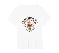 Les Enseignants d'art créent de Jeunes Artistes Amusants Quotidiens colorés T-Shirt, Femme Grandes Tailles, Blanc, 3X