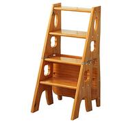 Les escaliers pliants, Escabeau Pliant Blanc et Bois 35x47,5x88cm(Wood)